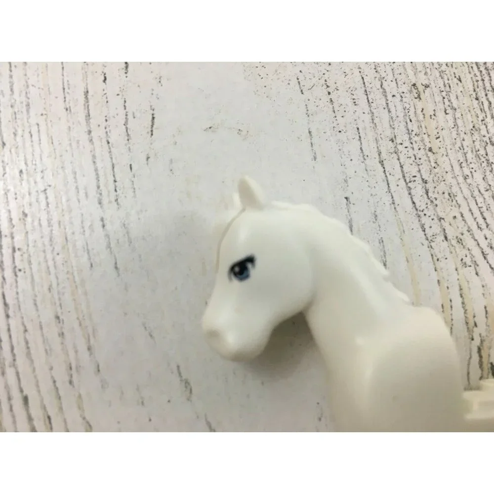 Lego Friends White Horse Pink Bow Blue Eyes Black Eyelashes Animal Minifigure